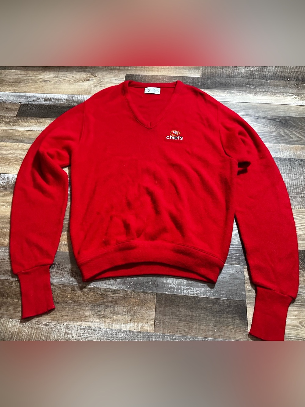 VTG Pickering Chiefs Red V Neck Sweater Womens Large